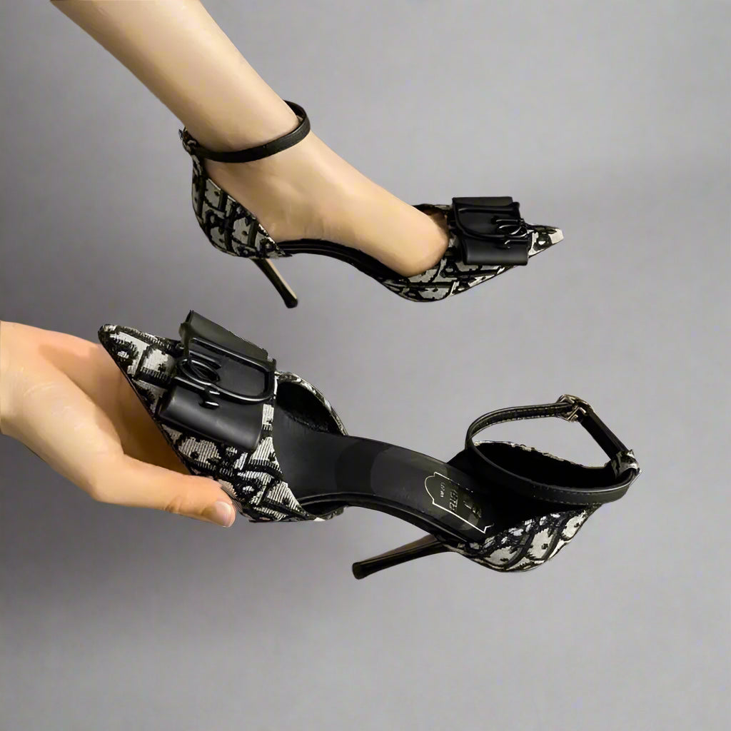 Women Sexy High Semi Heels Pointed Toe Shoes Party Stilettos Pumps Ankle Buckle Pumps