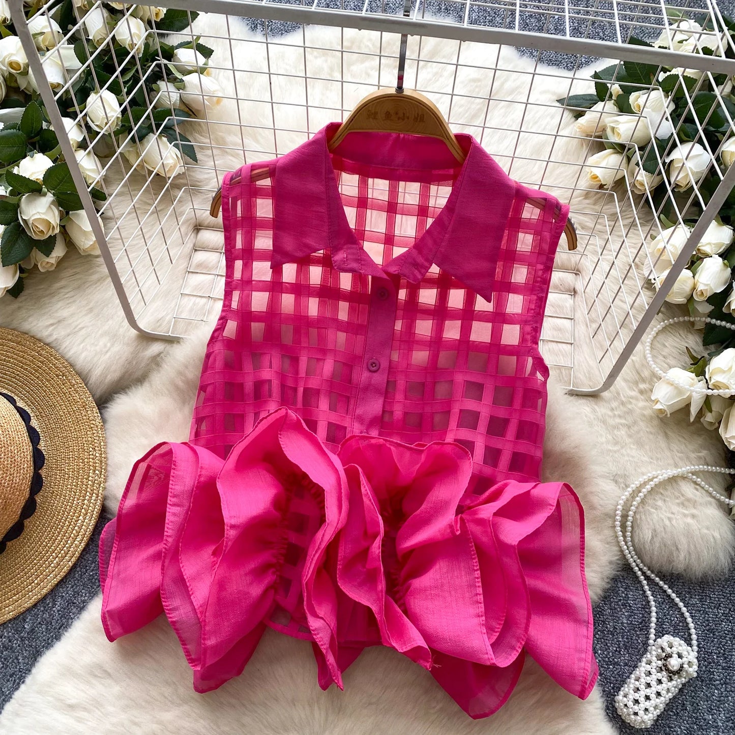 Vintage Bandage Lace Sleeveless Blouse Slim Elegant Korean Fashion Sexy Shirt