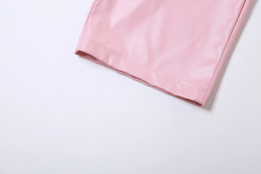 Pink Cargo Pants for Women 2024 Spring Straight Leg Solid Multi-Pocket Pants