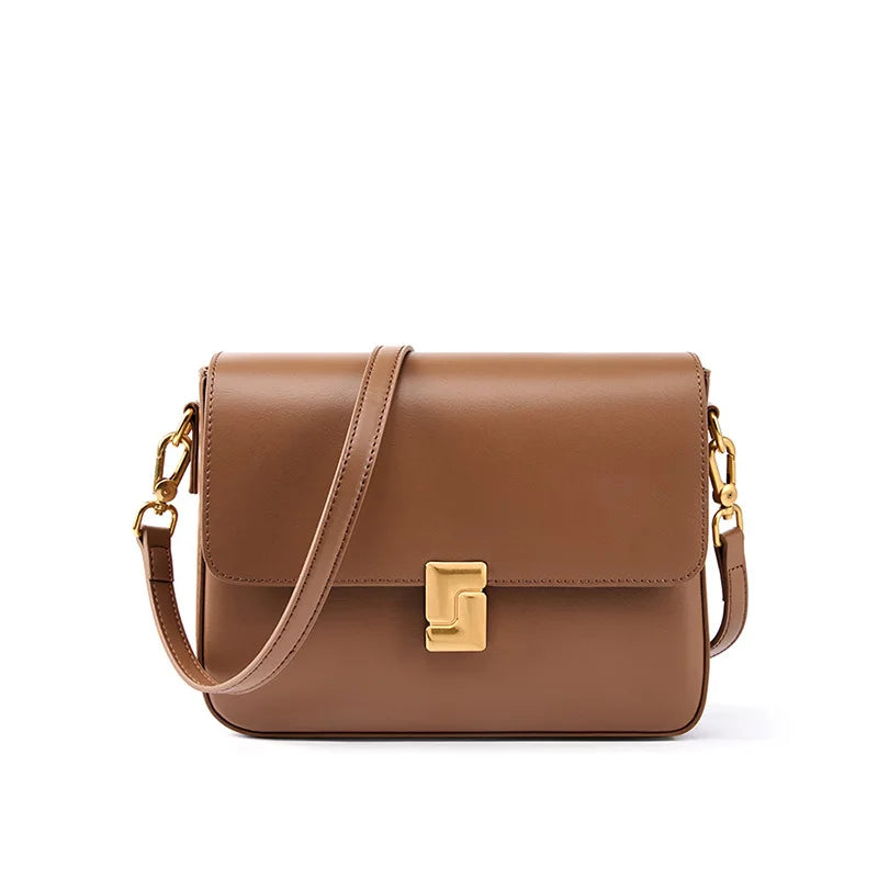 Genuine Leather Women Crossbody Bag Luxury Design Small Square Bag Cowhide Women's Bag