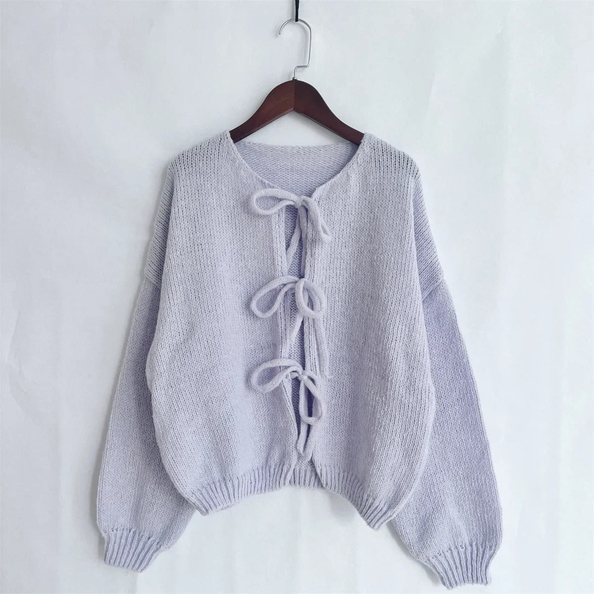 Elegant Knitted Cardigan Sweater Women's Lace up Cardigan
