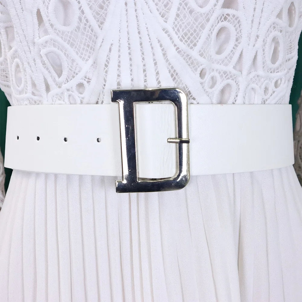 Elegant Dresses for Women O Neck Three Quarter Sleeve Belt Waisted Lace Patchwork Knee Length Luxury Female Birthday Party Dress