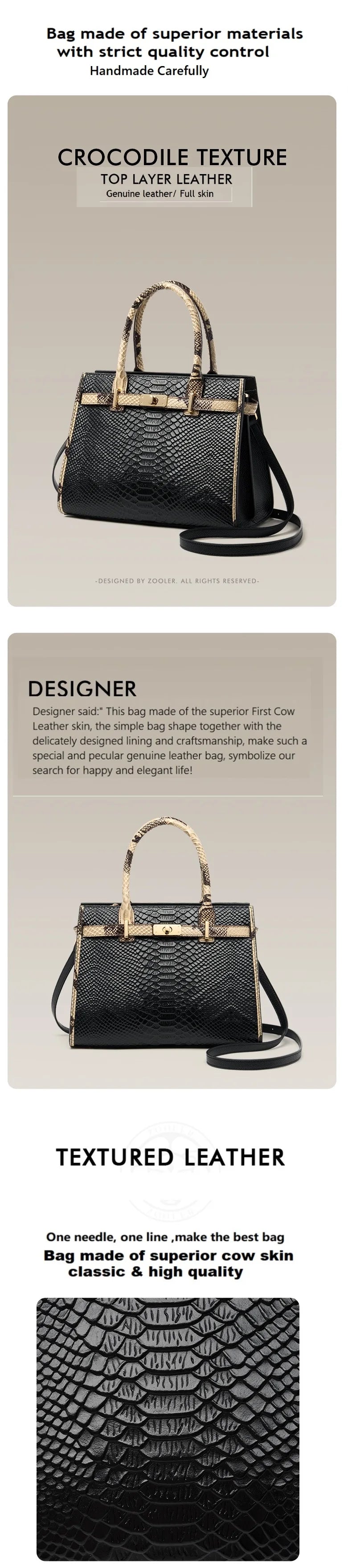 Elegant Single Shoulder Bag Business Women Black Animal Pattern Purses