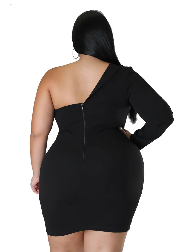 Plus Size Dress Long Sleeve V Neck Solid Sexy Mini Suit Dress Party Dresses