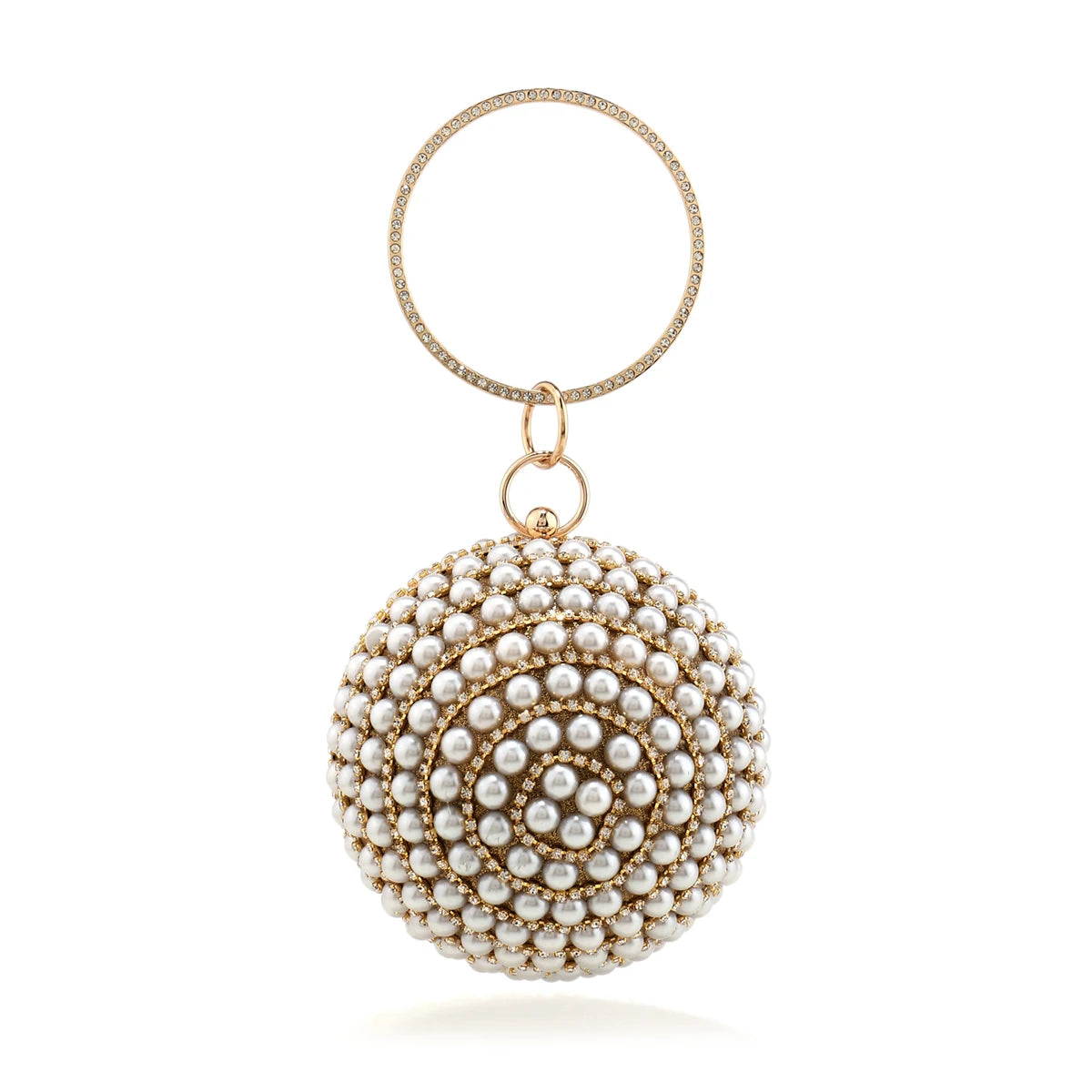 Party Pearl Clutch With Beaded Diamonds Evening Bag