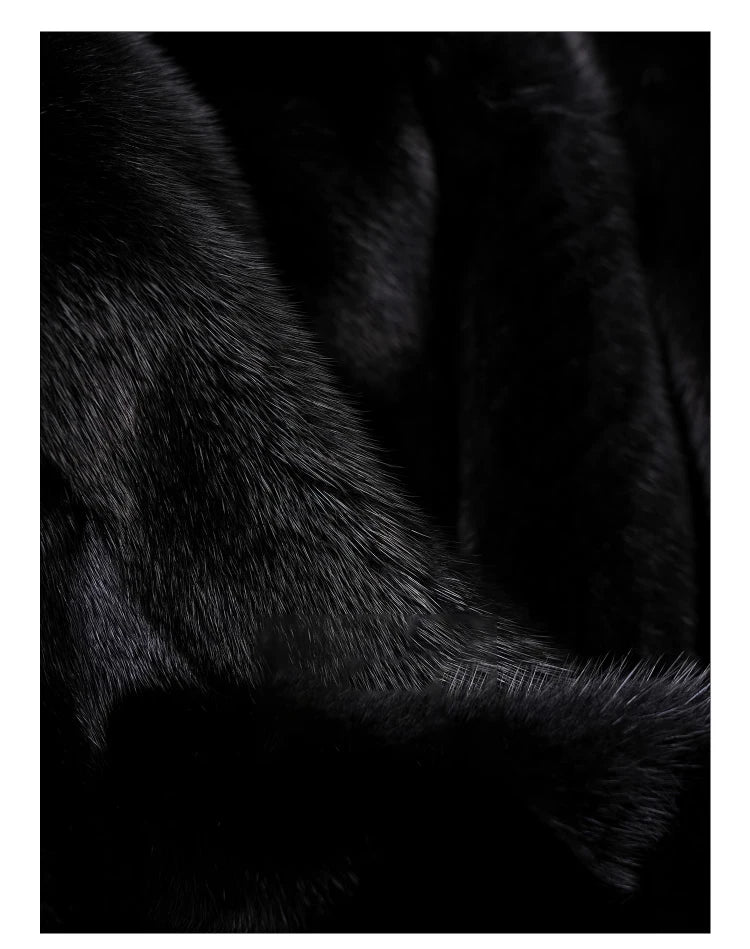 Brown Thick Warm Soft Faux Mink Fur Coat Women Puff Sleeve Stand Collar Fluffy Jacket
