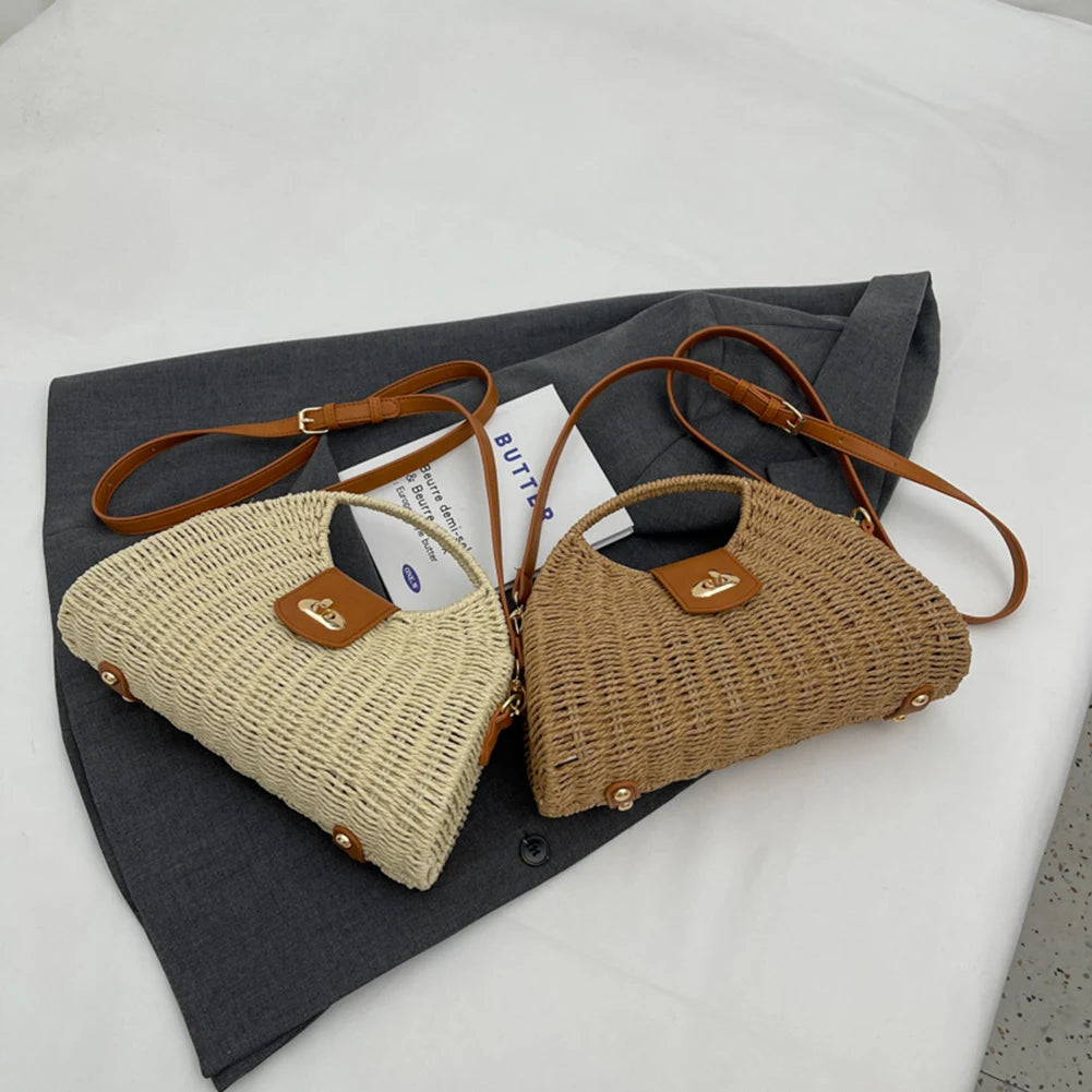 Women Crossbody Bags Handmade Summer Woven Shell Hand-Woven Bag