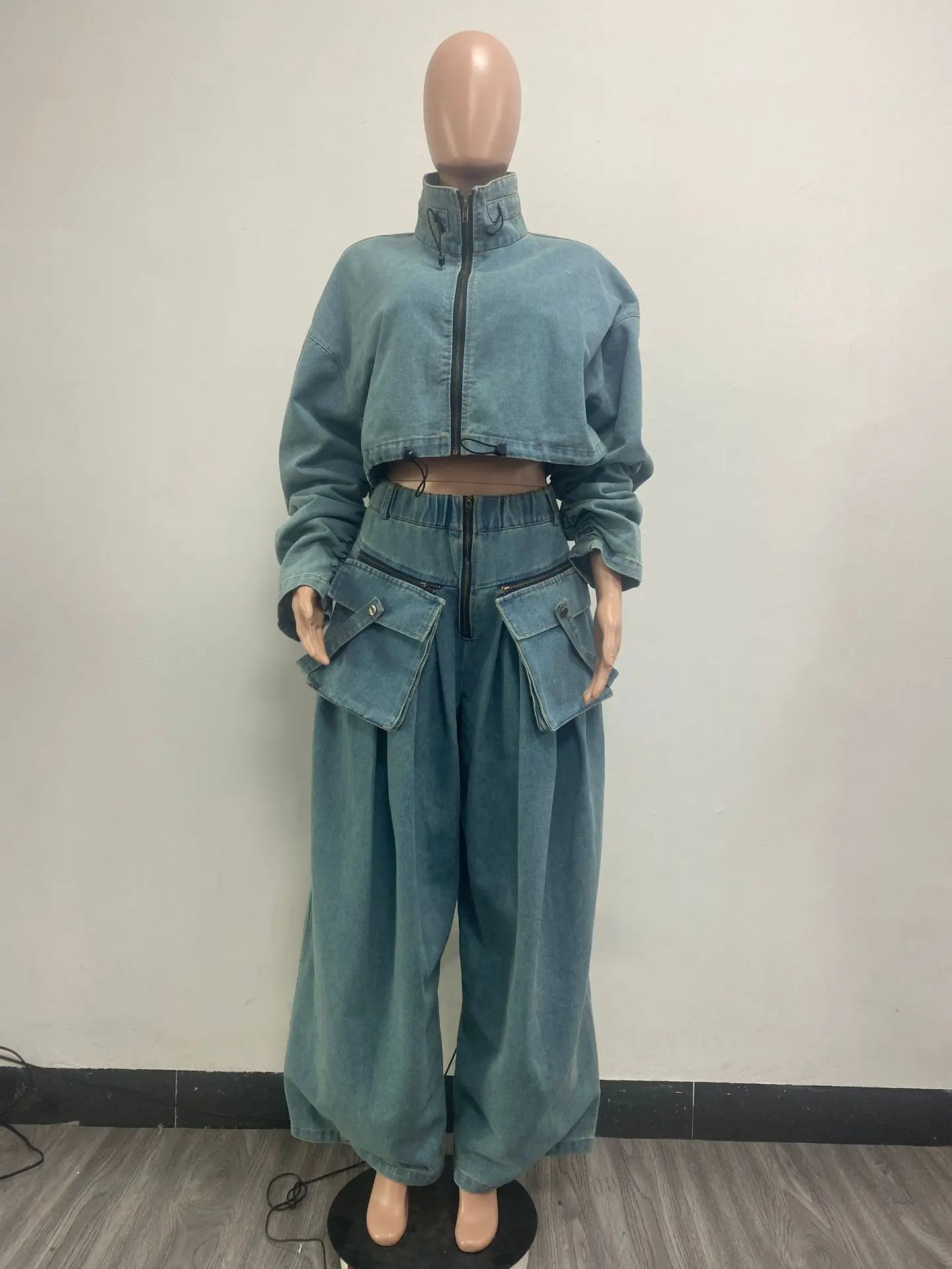 Denim Two Piece Sets Women Pant Set Y2k Streetwear Coats Jeans Elegant Matching Sets