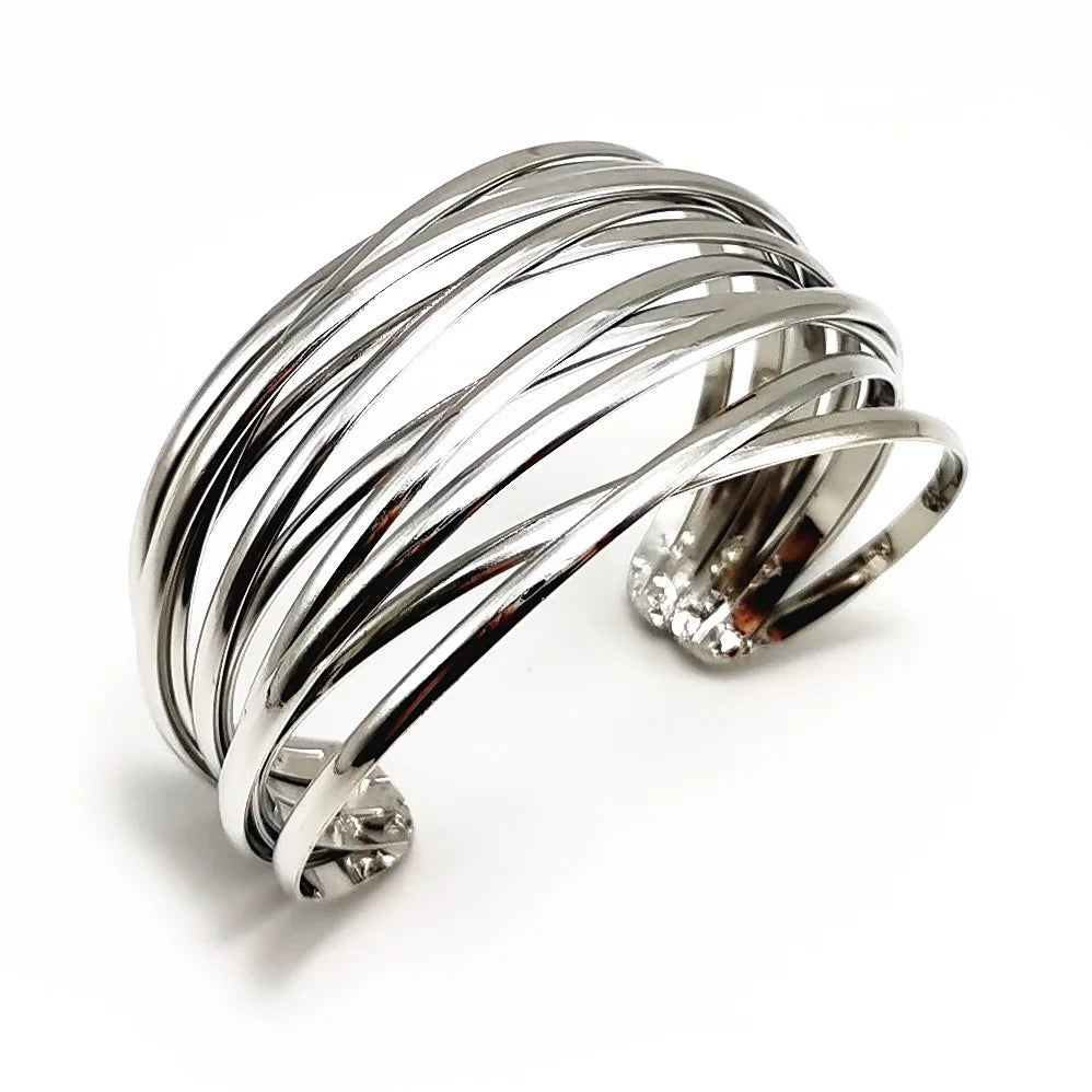 Round Chain Charms Cuff Bracelet For Women
