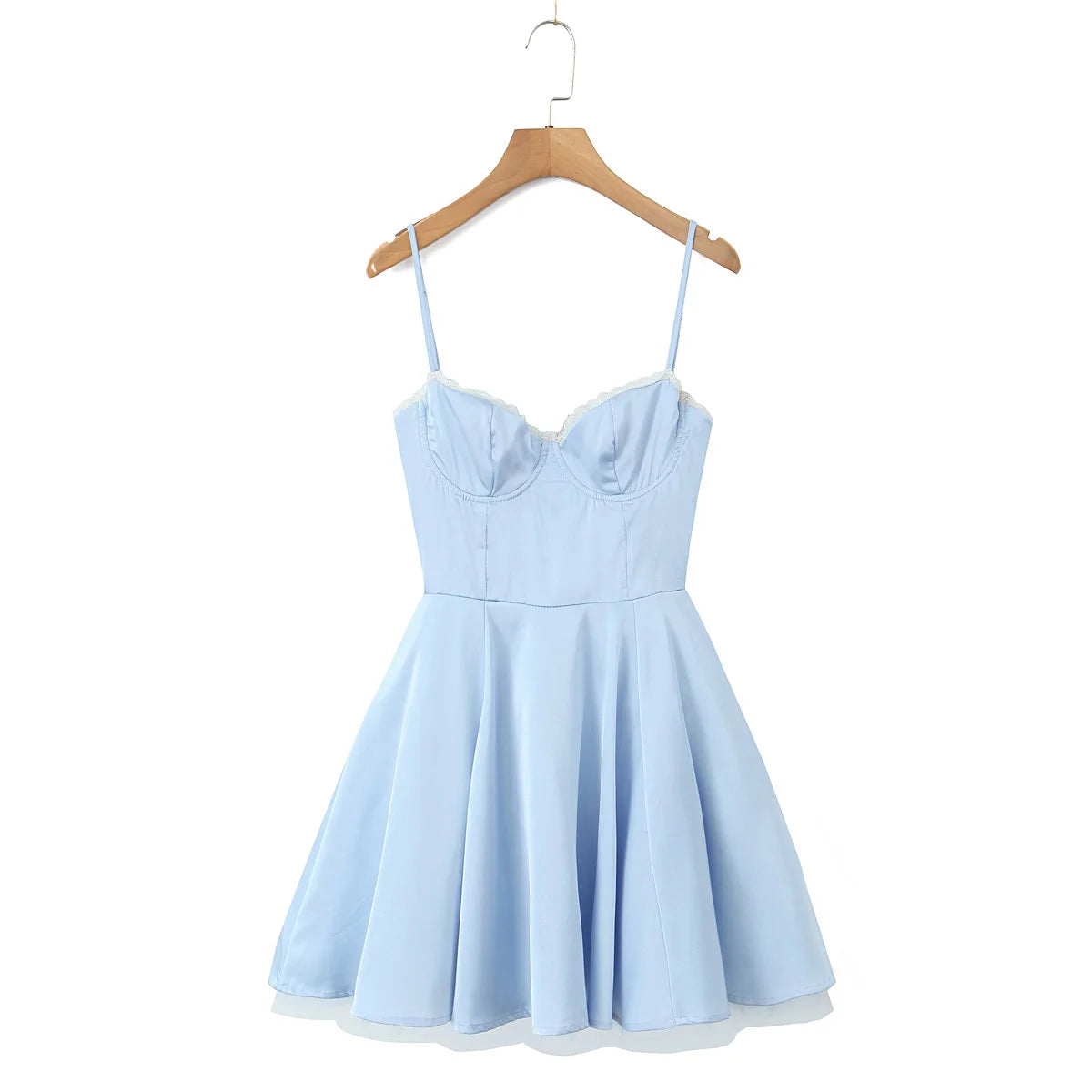 Summer Women Sexy Elegant Sling A-line Mini Dress Birthday Party Satin Dress