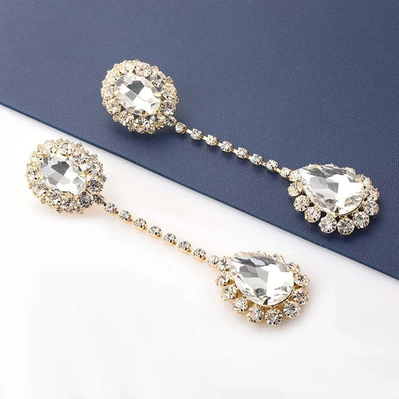 Luxurious Shiny Rhinestone Long Oval Earrings for Women