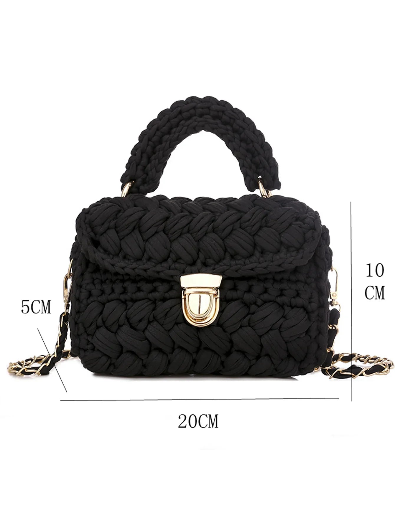 Shoulder Crochet Bag Exclusive Metal Lock and Buckle Hardware Set