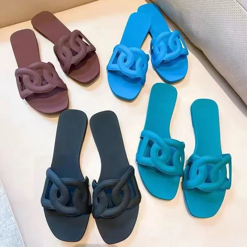 Women Dressy Flat Slippers Comfort Flip-flops Flat Slides Casual Summer Shoes