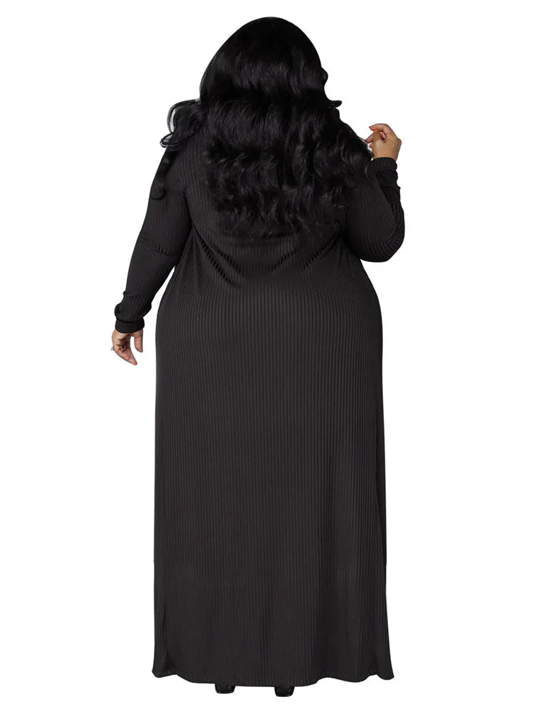Plus Size Dress Sets 2 Piece Outfits Maxi Dress and Cover Coat Matching Suit
