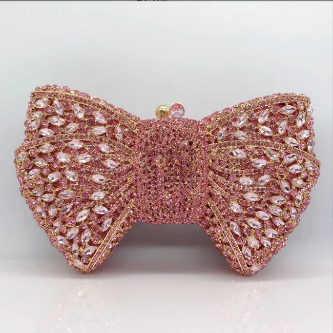 Rhinestone Green/Black Clutch Purse Bow Luxury Diamond Evening Clutches Wedding Bridal Bag