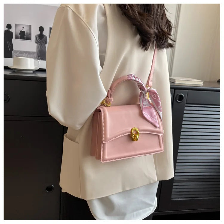 Scarf Bow Decor Lightweight Flap Bag, Business Casual Mini Women's Shoulder Bag