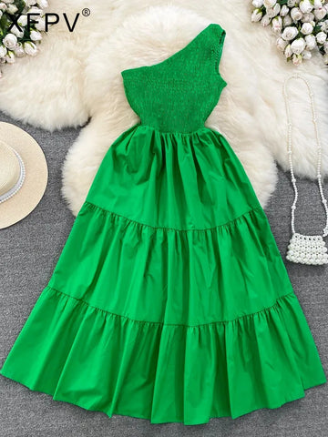 Women's Solid Stretchy Off Shoulder Gathered Midi Dress