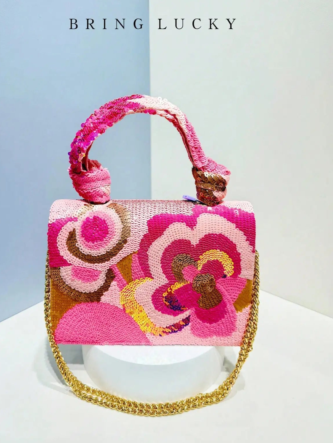 Sequin Embroidered Floral Design Party Wedding Evening Bag Women's Clutch