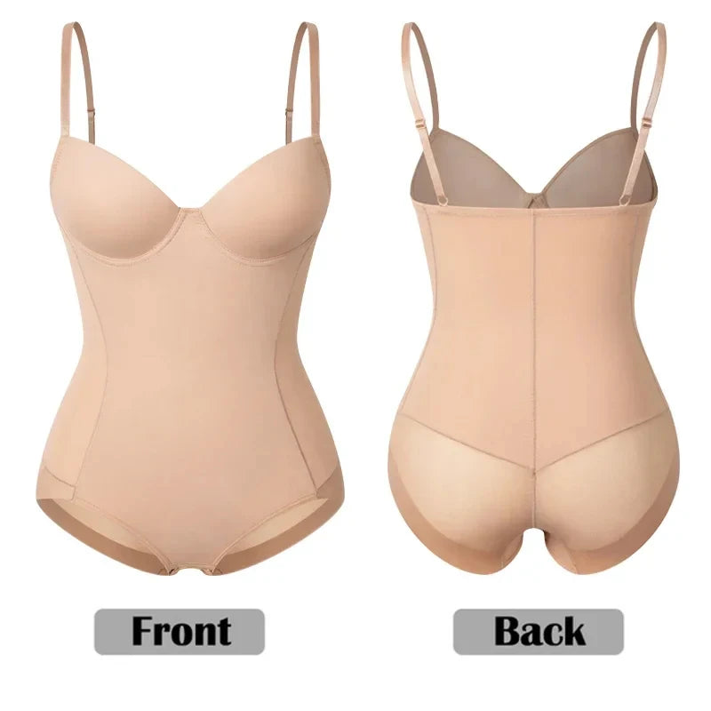 Postpartum Waist Trainer Shapewear for Women Tummy Control Dress Backless Bodysuit Tops Body Shaper with Built-in Bra