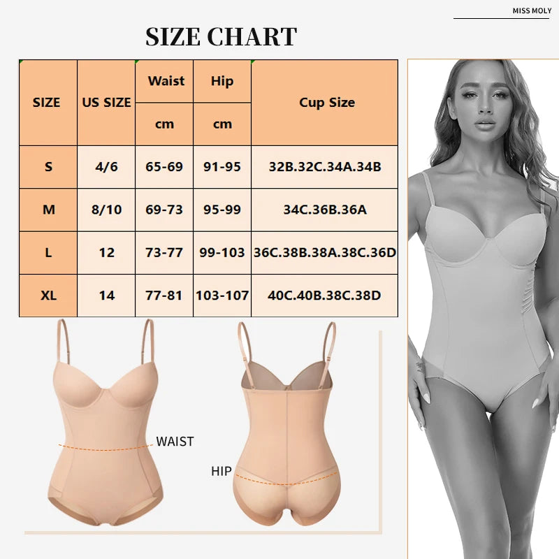 Postpartum Waist Trainer Shapewear for Women Tummy Control Dress Backless Bodysuit Tops Body Shaper with Built-in Bra