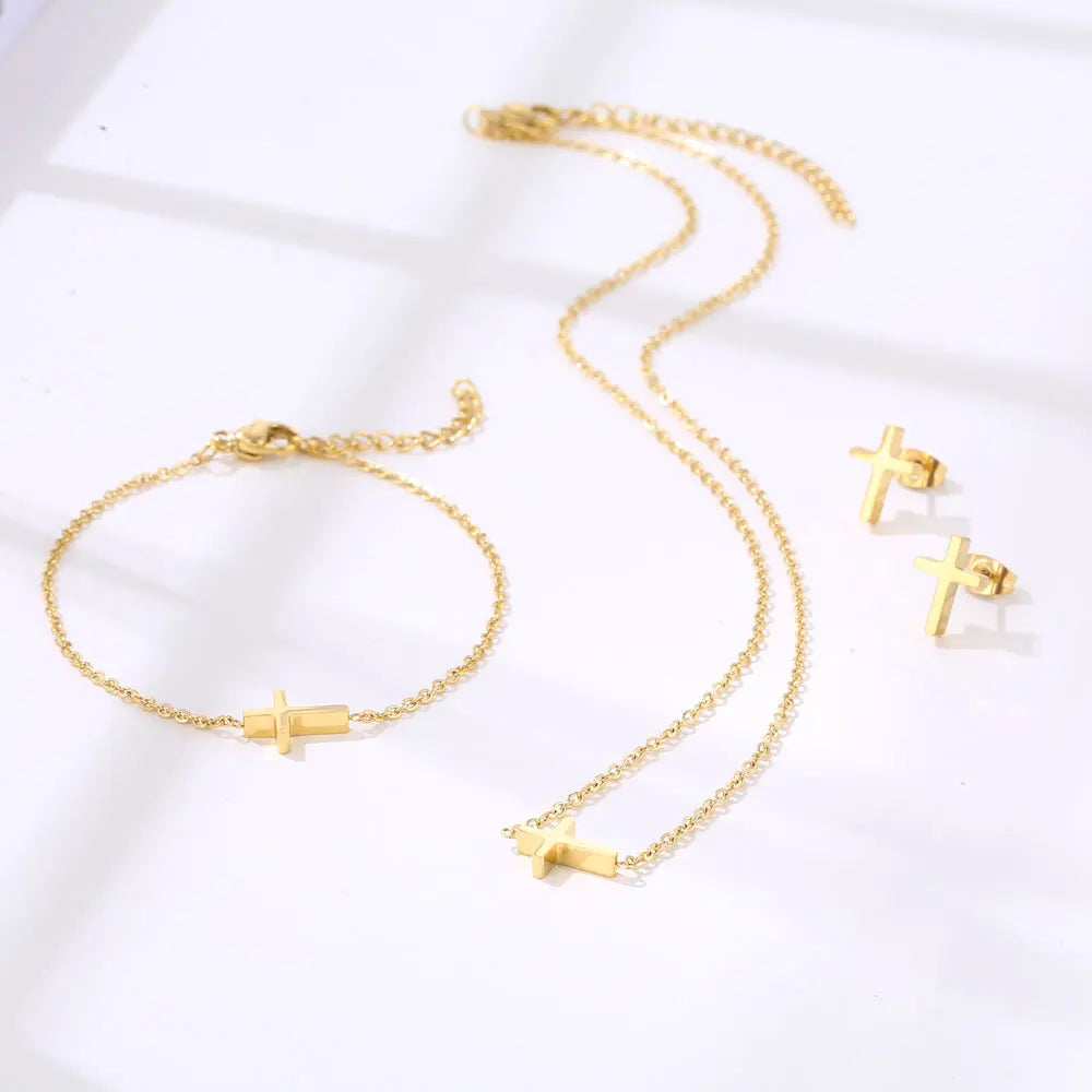 Stainless Steel Necklaces set Light Luxury Elegant Delicate Geometry Pendant Charm Chain Necklace For Women