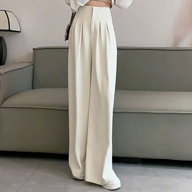 Women Ultra High Waist Wide Leg Pants Straight Thick Suit Pants Mop Pants