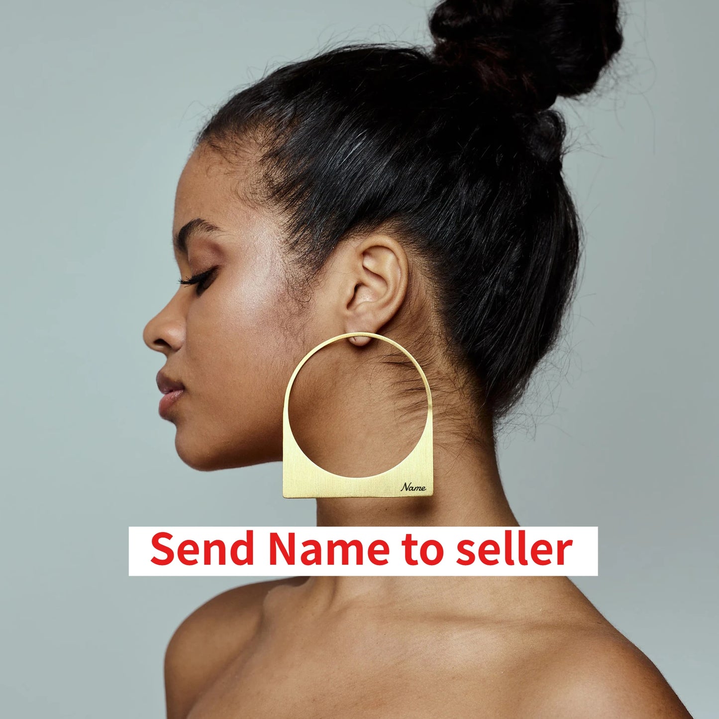 Large Hoop Earring with Custom Name Middle East Dubai 18K Gold Plated Stainless Steel Earrings