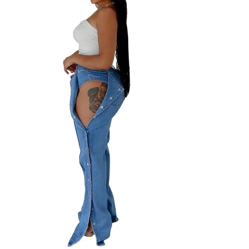 Women Denim Pant Long Pants Slim Fit High Waist Solid Casual Trousers