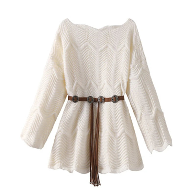 Women Tunic Sweater Pointelle Knit Long Sleeve Jumper for Leggings Cozy Knitwear