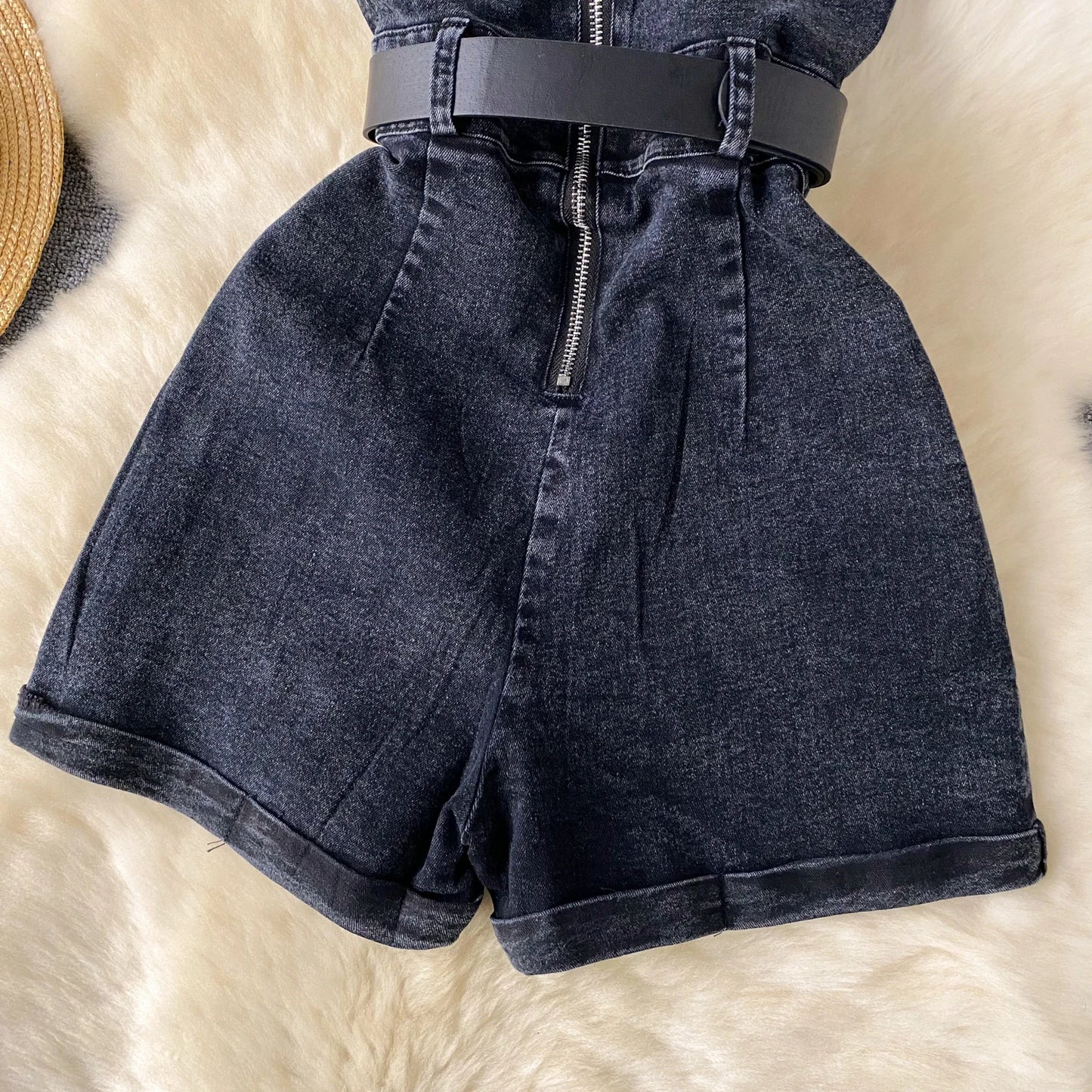 Women Denim One Pieces Summer Playsuit High Waist Slim Sleeveless Strapless Sashes Outfits