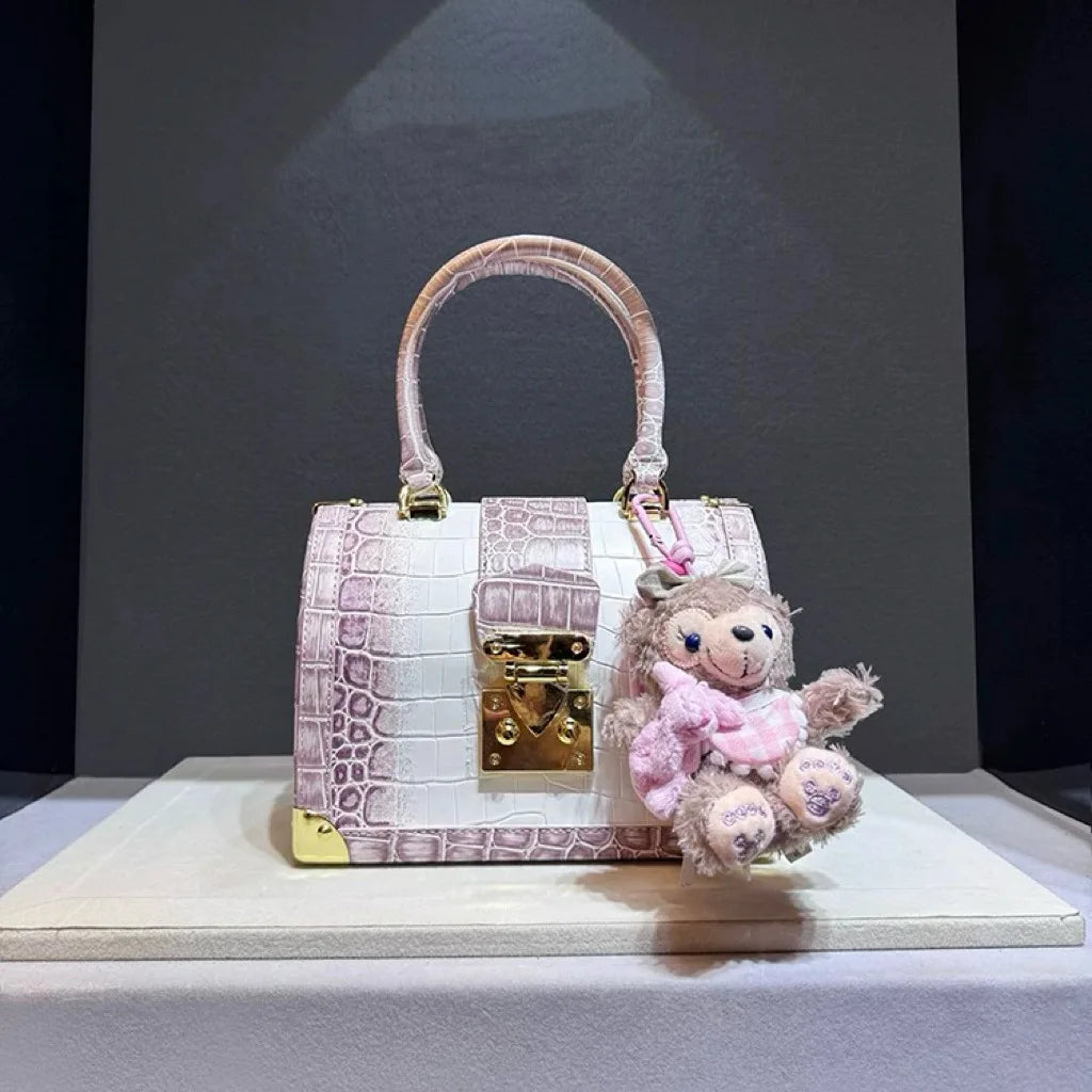 Luxury Designer Brand New High Quality Alligator Lock Box Handbag Crossbody