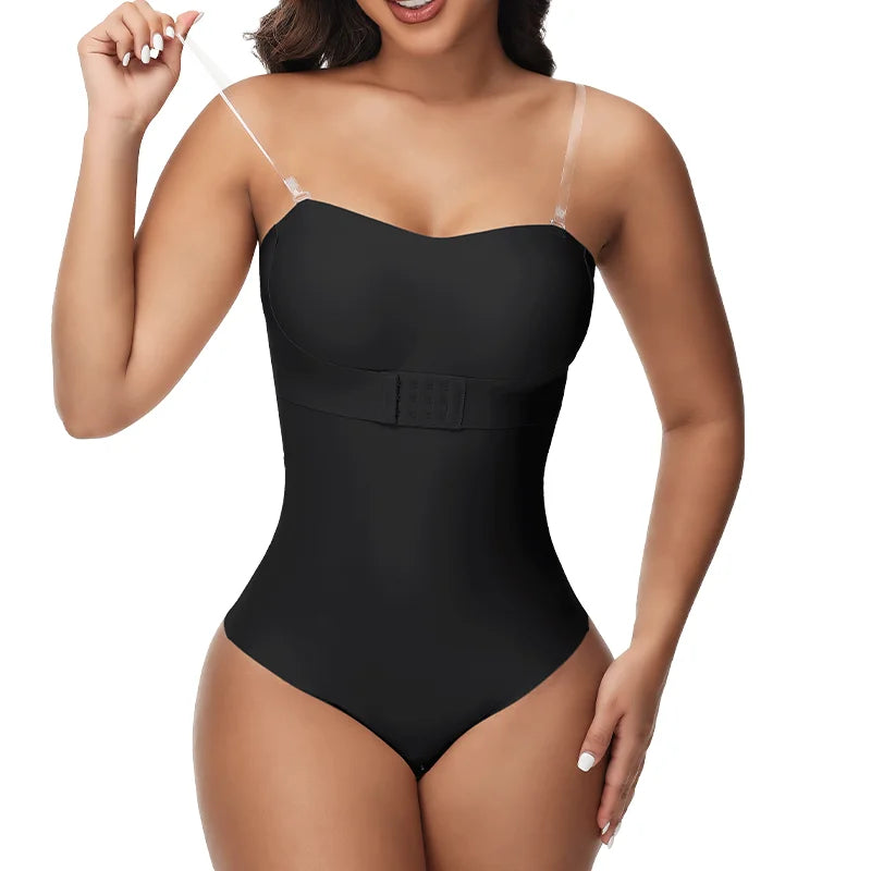 Removable Strap Women Tummy Control Shapewear Thong Front Closure Butt Lifter Removable Strap Padded Full Body Shaper