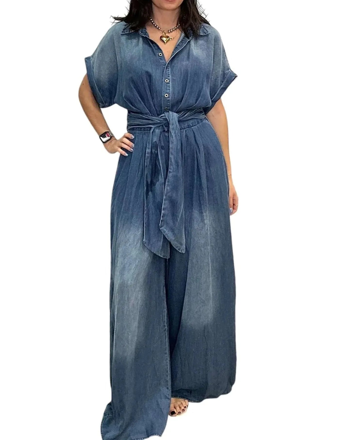 Denim Jumpsuits Women Loose Rompers Tie Dye One Piece Y2k Streetwear Wide Leg Jumpsuit