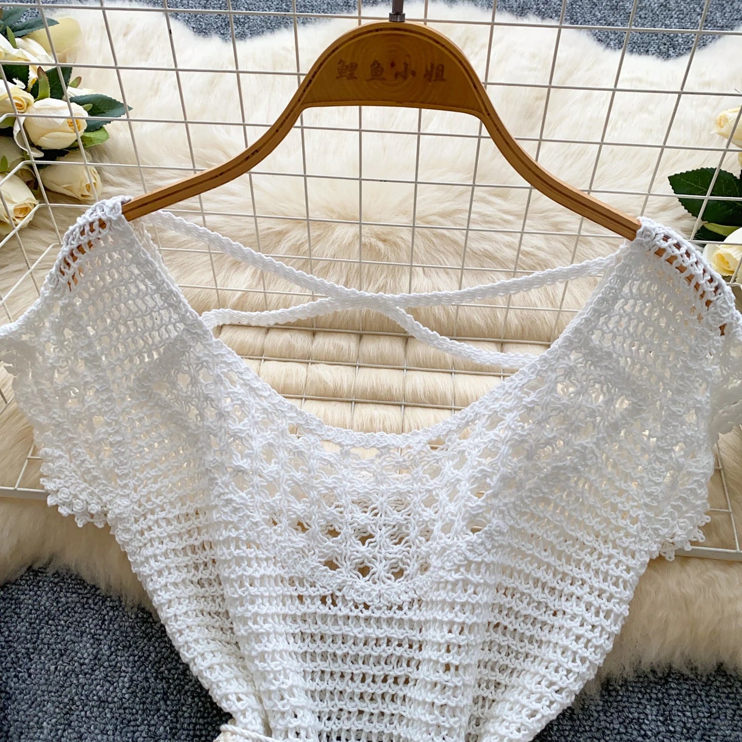 Bohemian Tassel Knit Tops Women Lace Up V Neck Elastic Summer Blouse Vacation Blouse