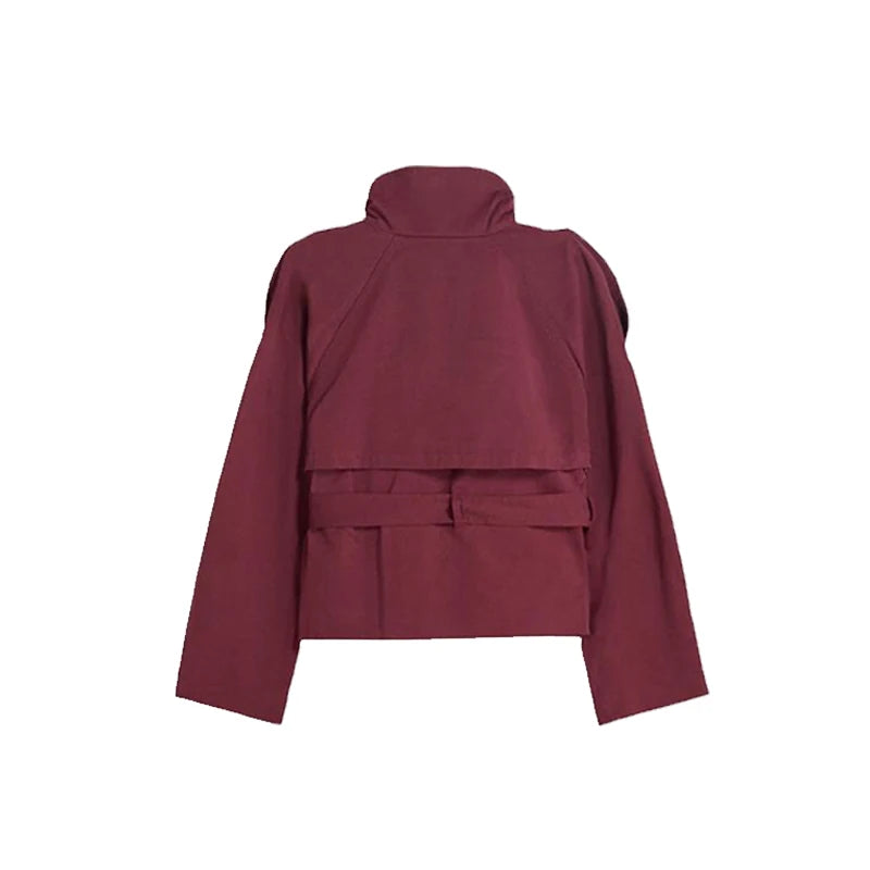 Vintage Women's Belted Jacket Coat Loose Fit Long Sleeve Button Down Coats