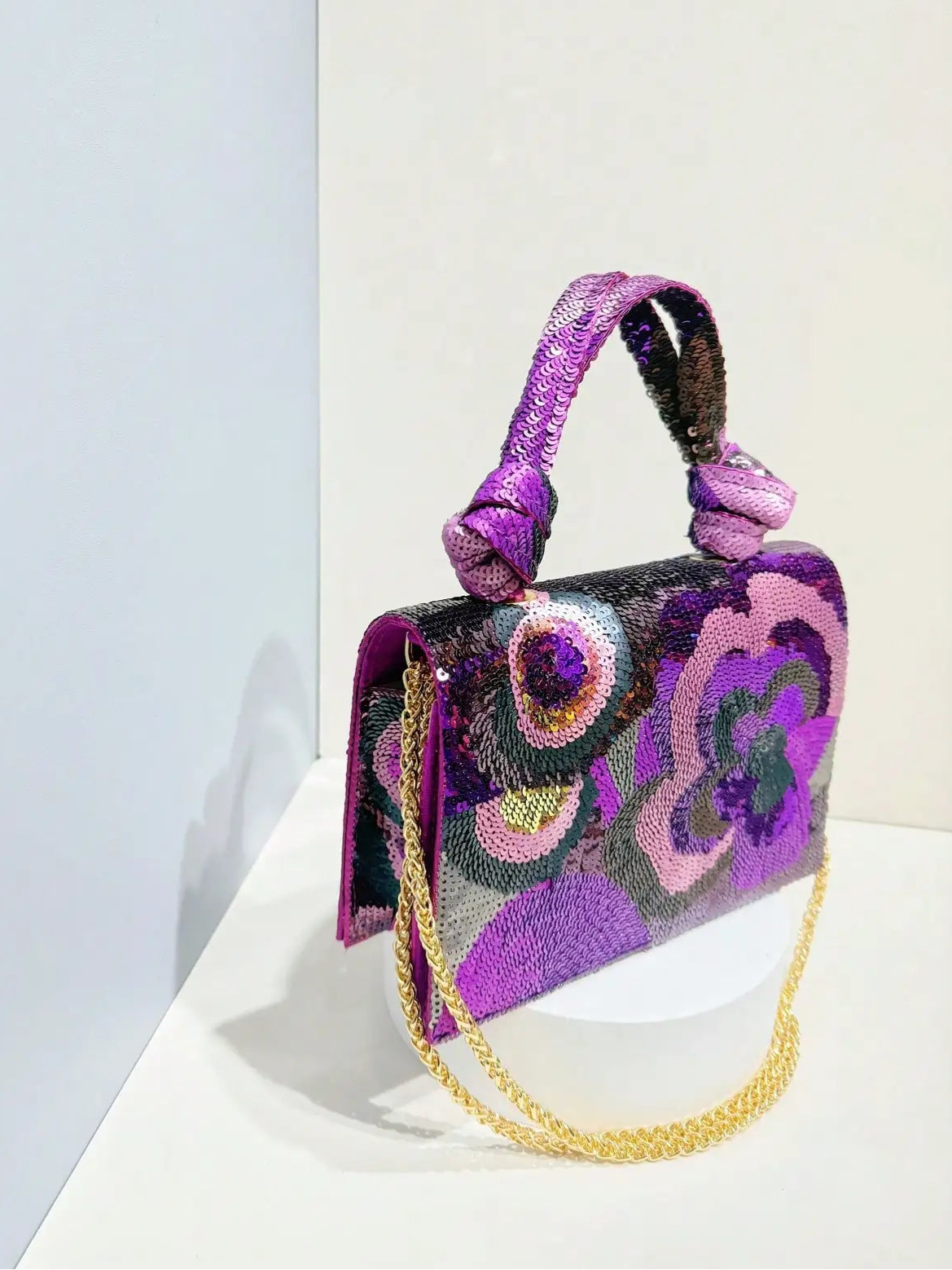 Sequin Embroidered Floral Design Party Wedding Evening Bag Women's Clutch