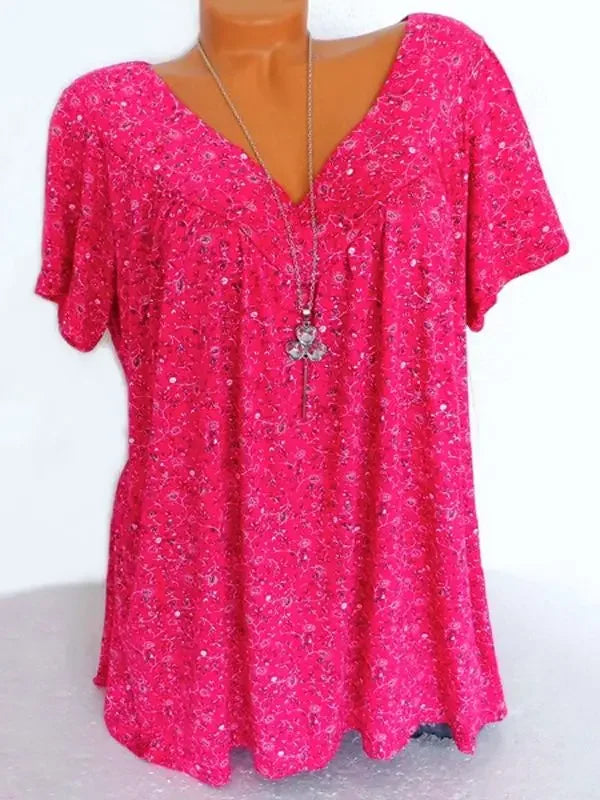 Loose Sleeveless Long Tank T-Shirt V-Neck Tops Floral Print Tees