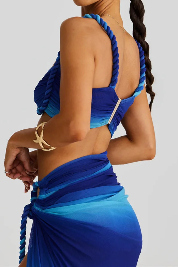 Summer Beach Sexy Two Piece Sets Women Strapless Crop Tops And Maxi Skirt Vacation Outfit