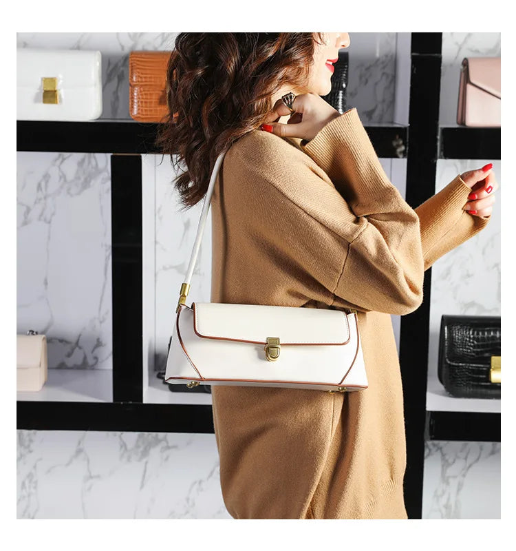 Armpit bag high-end solid color one-shoulder portable genuine leather bag