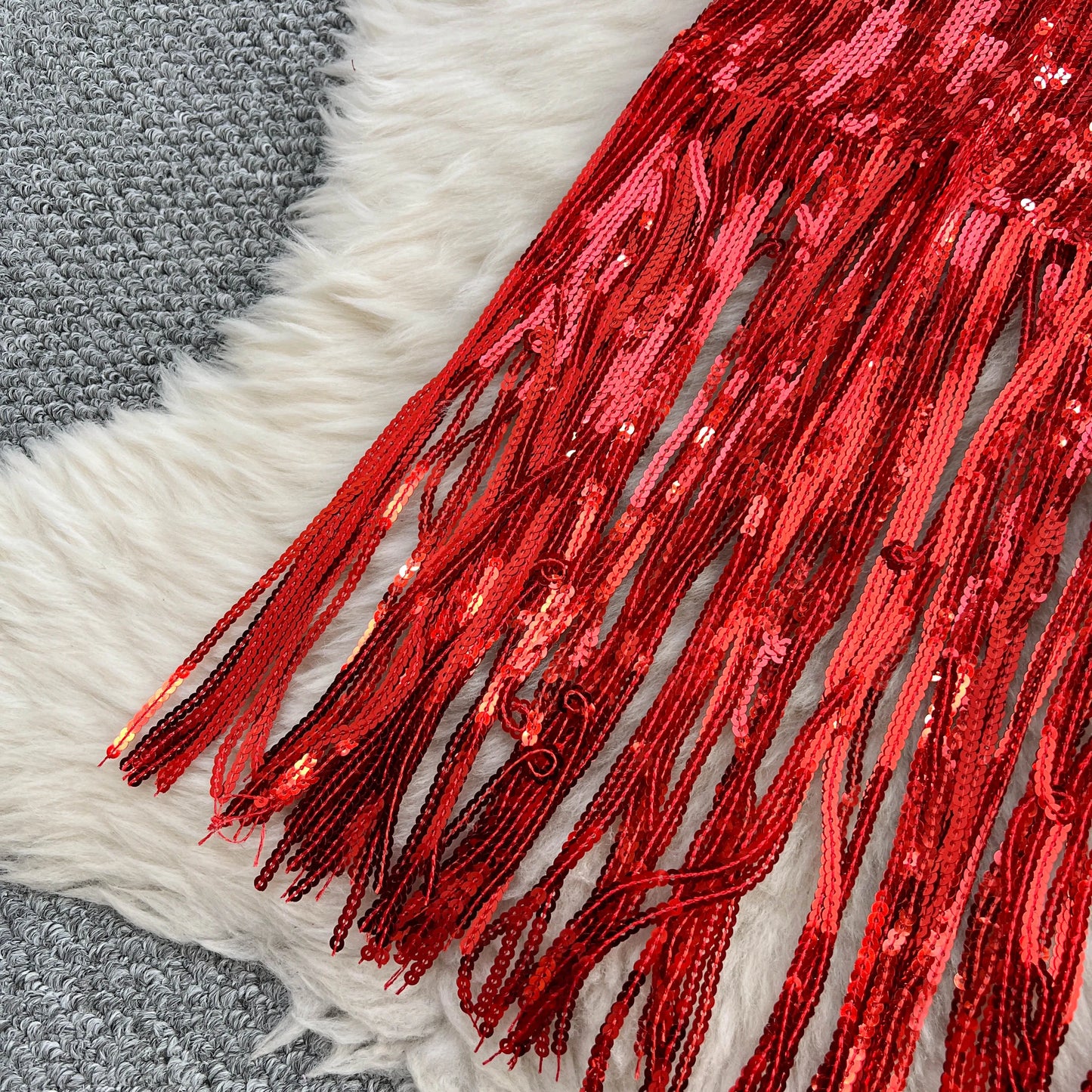 Women Chic Sequin tassel glitter Skirt High Waist Elegant Korean Fashion Skirt