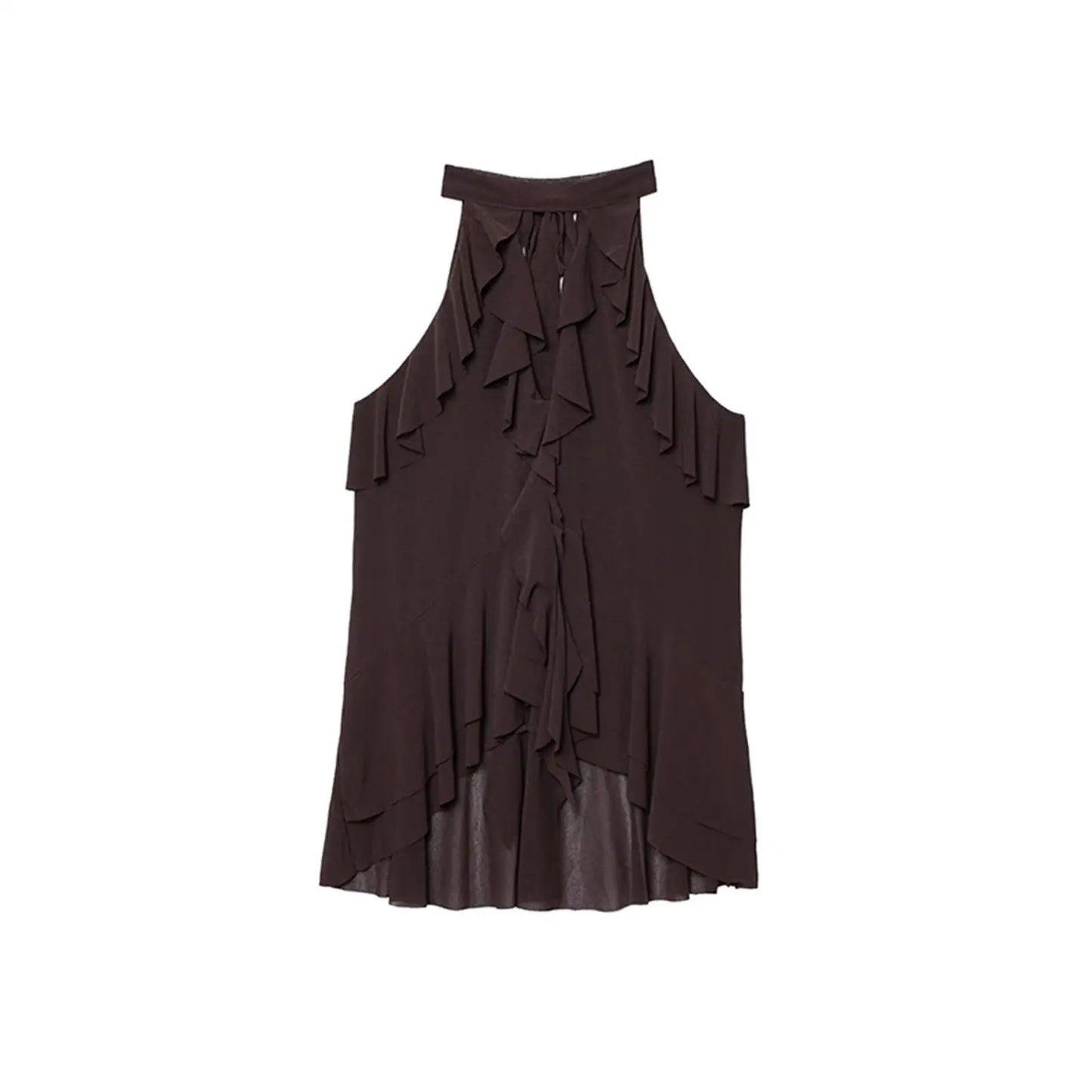 Summer Top Women Halter Blouse Ruffles Thin Causal Chic Tops