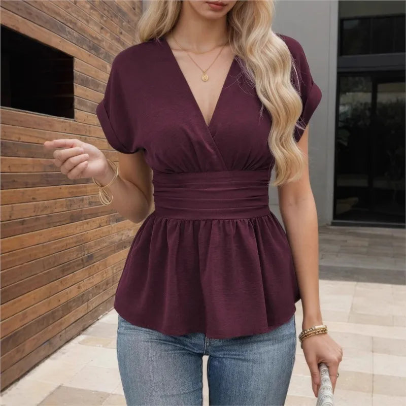 Pullover Women Shirt Slim Waisted Office Tops Casual Blouse