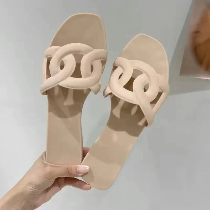 Women Dressy Flat Slippers Comfort Flip-flops Flat Slides Casual Summer Shoes
