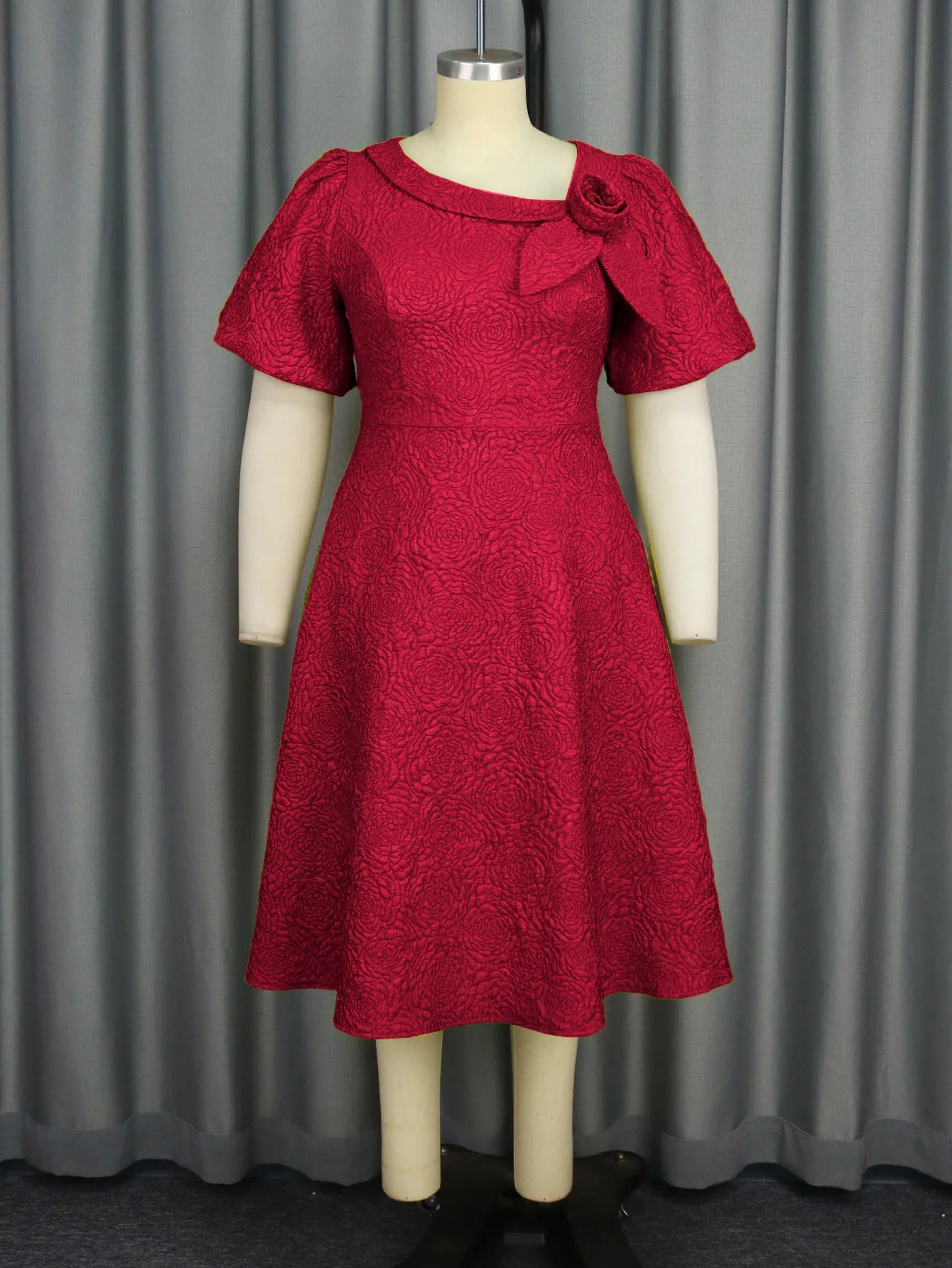 Women Plus Size Jacquard Dress A-Line Party Banquet Dress Cocktail Dress
