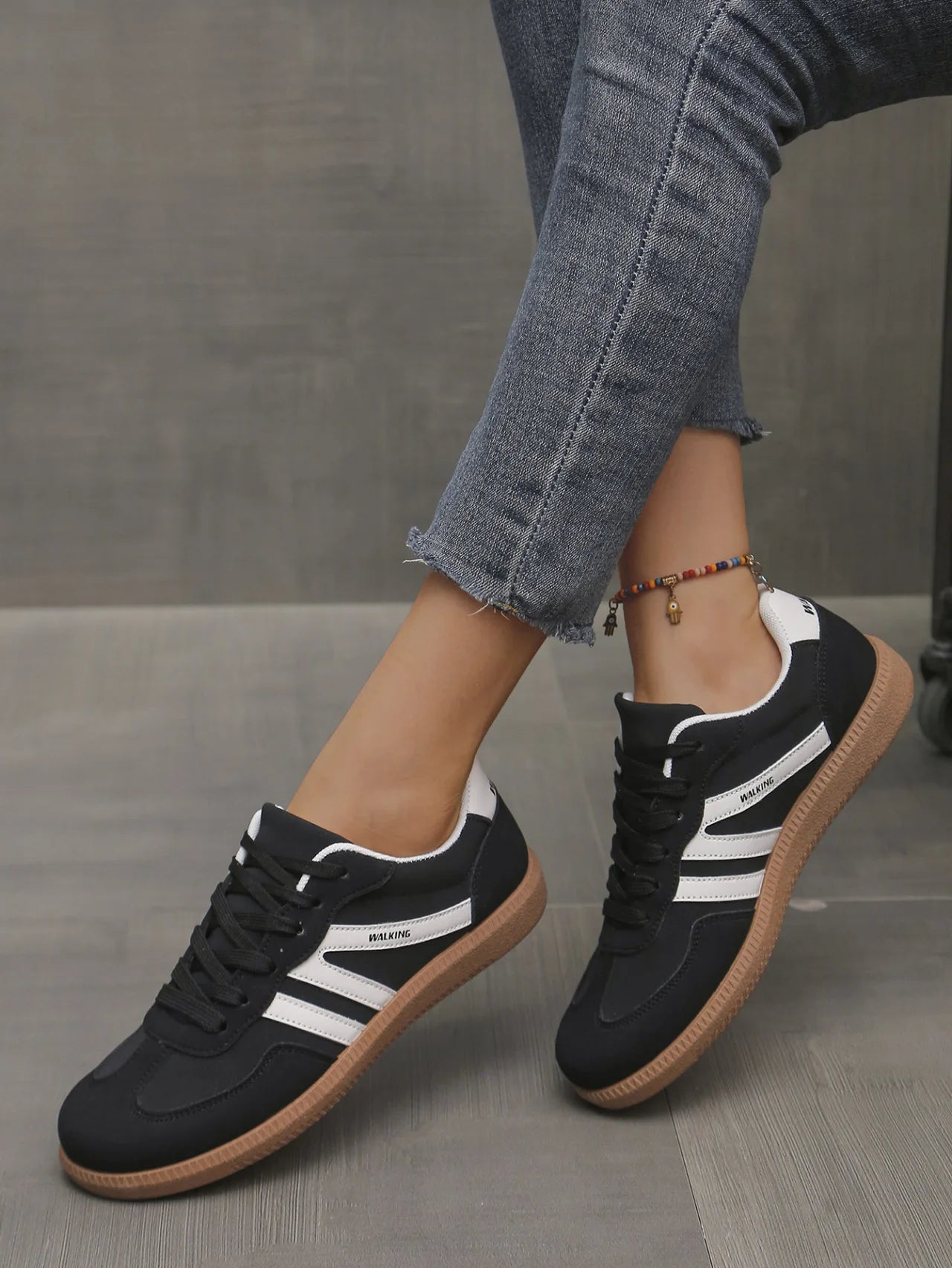 Mix Color Women's Autumn Sneakers Fashion Splicing Flat Heel Vulcanized Shoes Female Lace-Up Sneakers