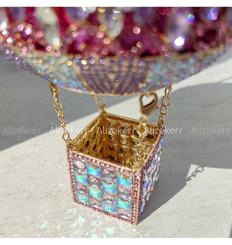 Balloon Shaped Crystal Evening Bags Women Luxury Classy Unique Clutch Purse