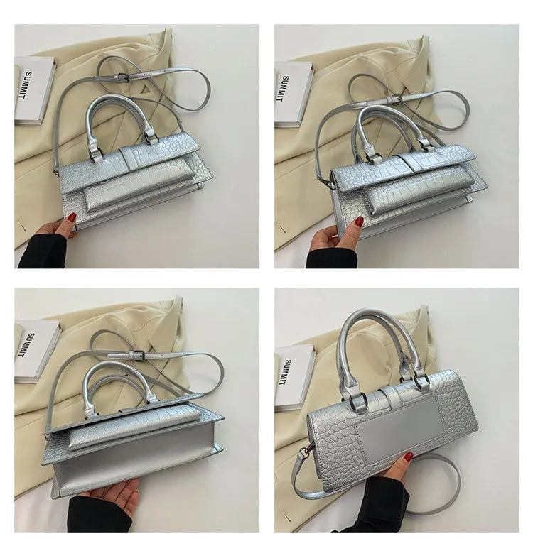 Ladies Shoulder Bag High Quality PU Stone Pattern Crossbody Bag for Women Armpit Clutch