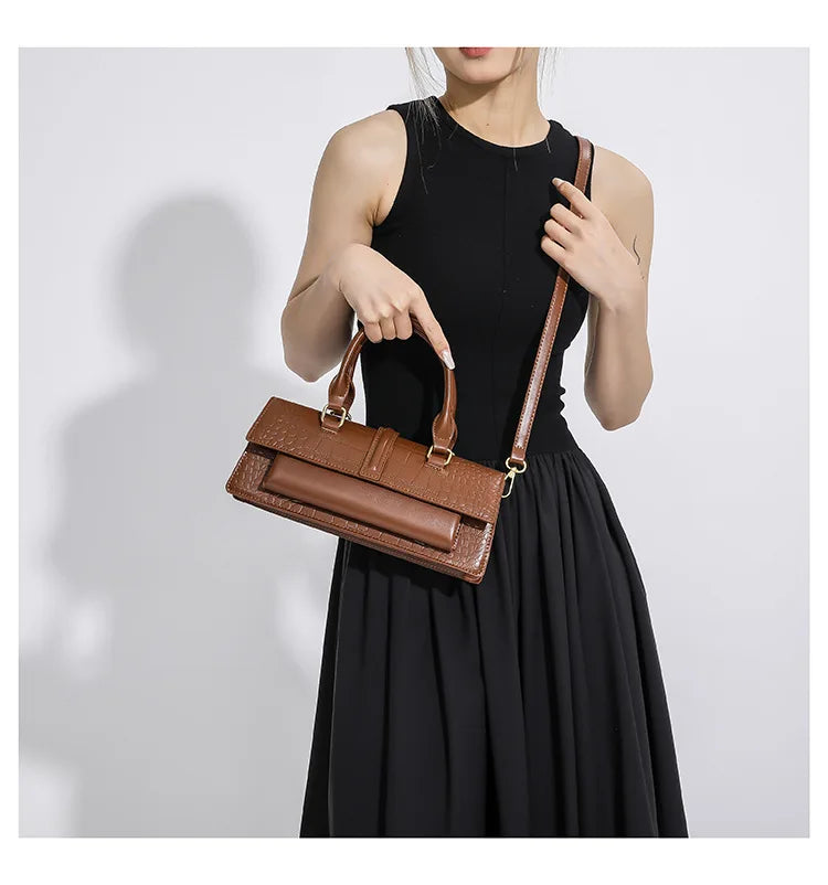 Ladies Shoulder Bag High Quality PU Stone Pattern Crossbody Bag for Women Armpit Clutch