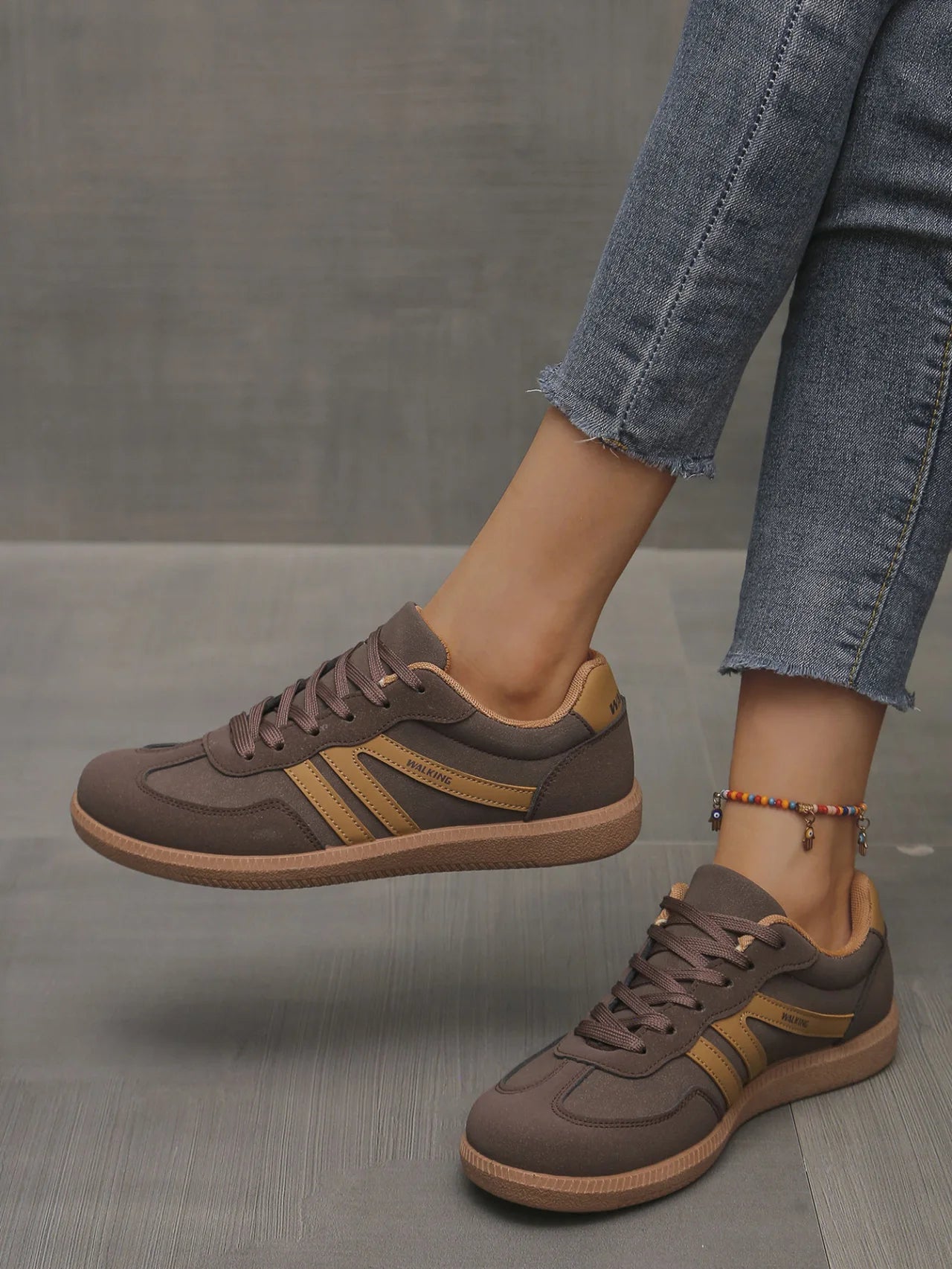 Mix Color Women's Autumn Sneakers Fashion Splicing Flat Heel Vulcanized Shoes Female Lace-Up Sneakers