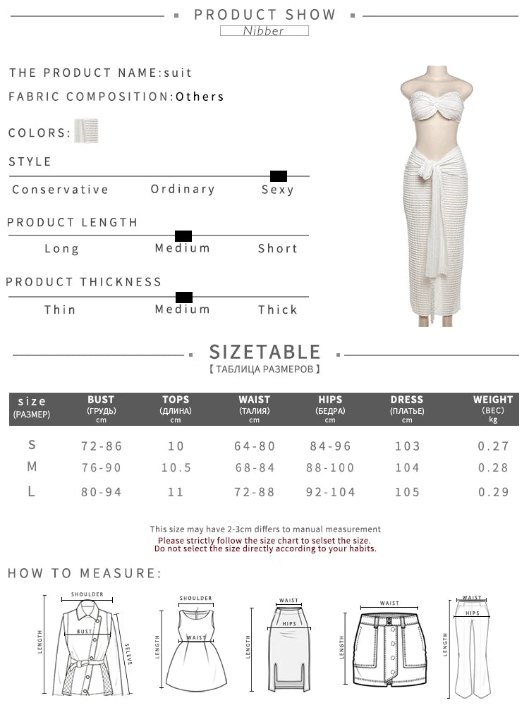 Stacked Folds Two Piece Set Women Solid Thin Strapless Chest Tops+ Slim Skirts Female Vacation Outfit